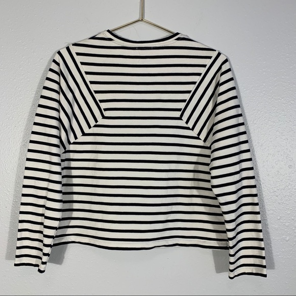 ZARA Trafaluc Bead Embellished Striped Crop Long Sleeve Blouse Women's Size M - Picture 2 of 6